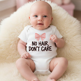 Body Para Bebé "No Hair Don't Care Pink Bow Baby Bodysuit