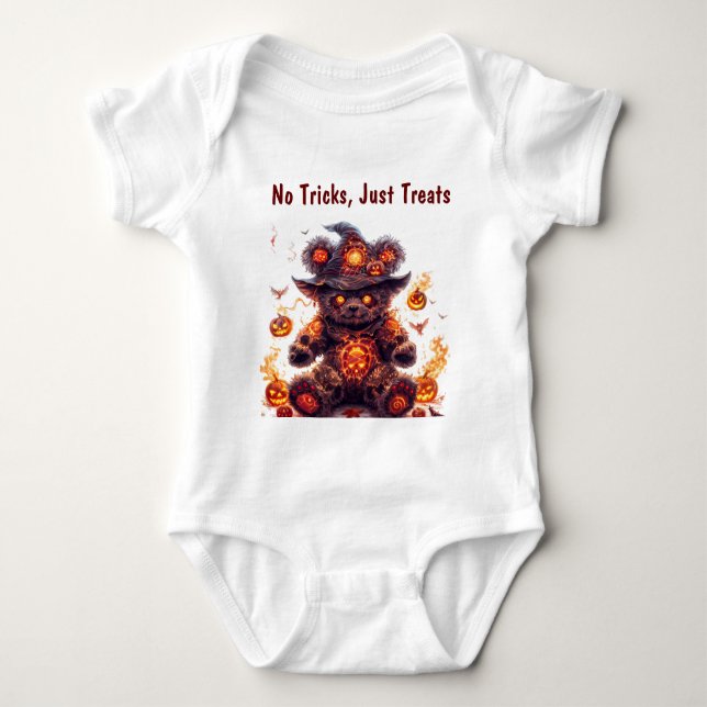 Body Para Bebé No Hay Trucos, Sólo Tratos. Osito de peluche. Hall (Anverso)