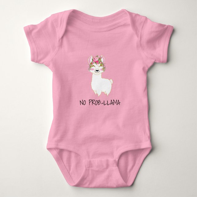 Body Para Bebé No Prob-Llama - Floral rosa (Anverso)