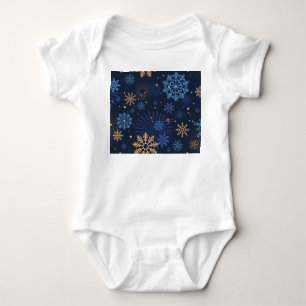 Body Para Bebé Noche de Invierno: Patrón de copos de nieve azules
