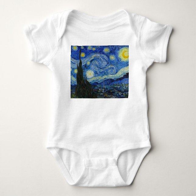 Body Para Bebé Noche estrellada, 1889, por Vincent van Gogh (Anverso)
