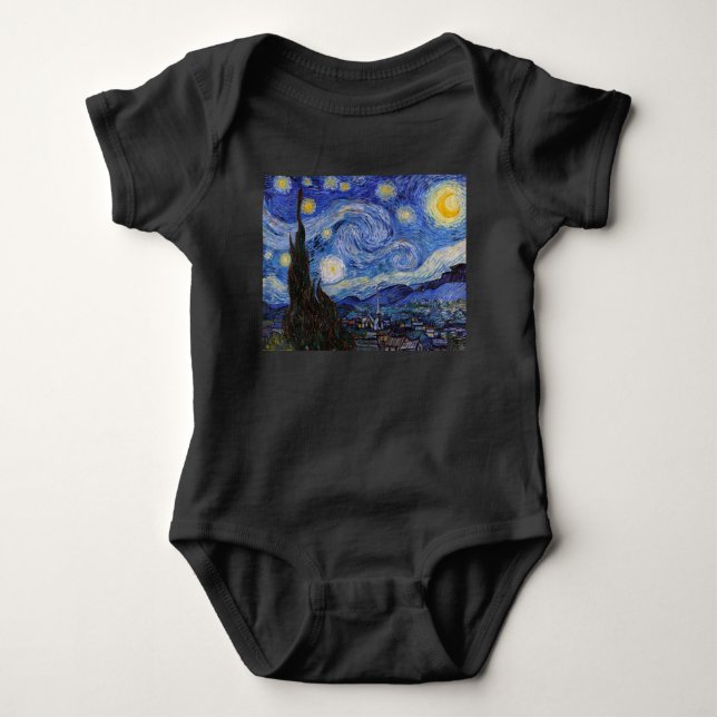 Body Para Bebé Noche estrellada: Saint Remy de Vincent Van Gogh (Anverso)