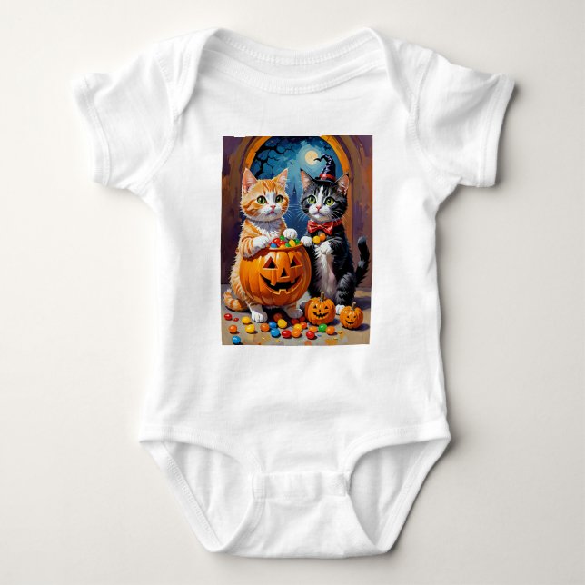 Body Para Bebé Noche Halloween Kittens Candy (Anverso)