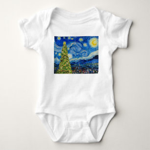 Body Para Bebé Noche Van Gogh Starry - Árbol de Navidad