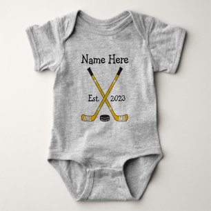 Body Para Bebé Nombramiento de bebé de hockey personalizado año d