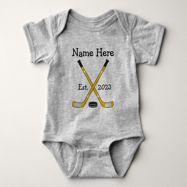 Body Para Bebé Nombramiento de bebé de hockey personalizado año d (Anverso)
