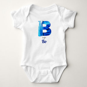 Body Para Bebé Nombre Bo Revelar Letra B Boy Paint Azul Recién Na