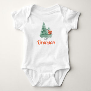 Body Para Bebé Nombre Bronson Letra Revelar B Woodland Boy Squirr