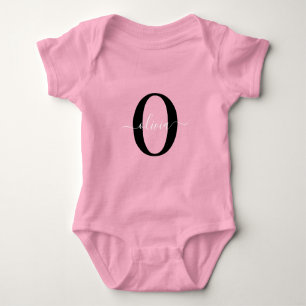 Body Para Bebé Nombre con Letra Inicial Personalizada en Negro Bl