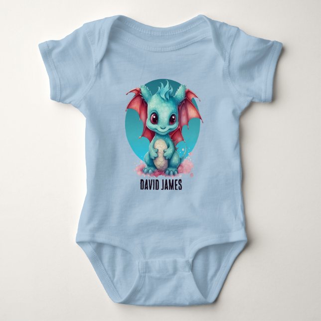 Body Para Bebé nombre de agregación de dragón fresco unisex (Anverso)