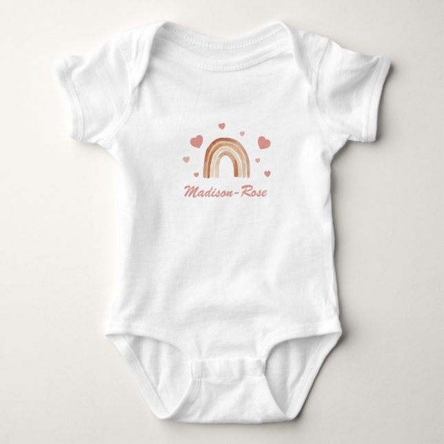 Body Para Bebé Nombre de bebé arcoíris terracota boho (Anverso)
