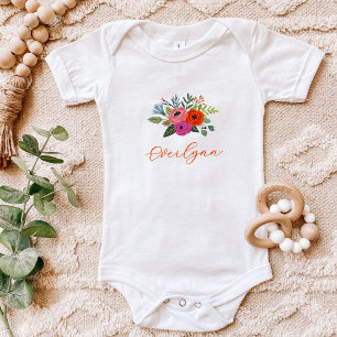 Body Para Bebé Nombre de bebé floral brillante Baby in Bloom