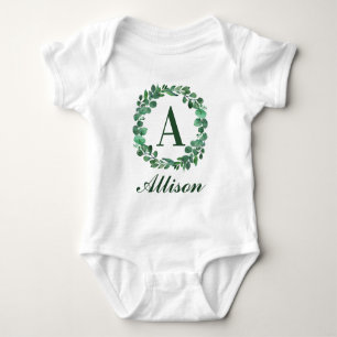 Body Para Bebé Nombre de bebé personalizado con acuarela de eucal
