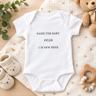 Body Para Bebé Nombre de bebé personalizado Hola soy nuevo aquí