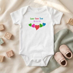 Body Para Bebé Nombre de bebé personalizado y corazones coloridos