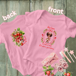 Body Para Bebé Nombre de bebé Vestido de Fresa Lindo Niña Negra
