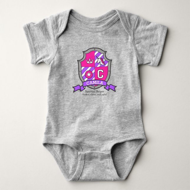 Body Para Bebé Nombre de Camila que significa letra de princesa d (Anverso)