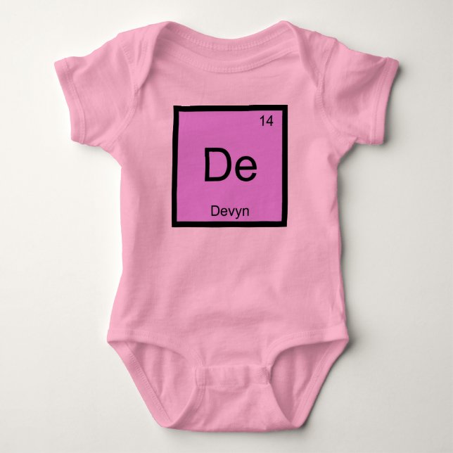 Body Para Bebé Nombre de Devyn Elemento Químico Tabla Periódica (Anverso)
