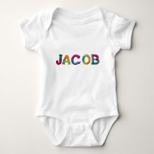 Body Para Bebé Nombre de JACOB en el patrón de recorte vibrante