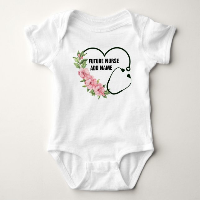 Body Para Bebé Nombre de la enfermera futura personalizada (Anverso)