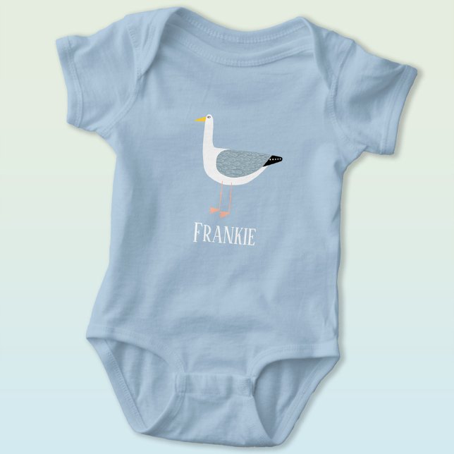 Body Para Bebé Nombre de la gaviota de corte (Fun personalized custom name seagull bird  baby bodysuit)