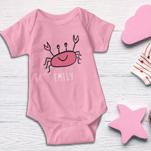 Body Para Bebé Nombre de niña animal de mar de cangrejo rosado