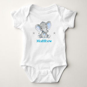 Body Para Bebé Nombre de Niño Elefante Azul Recién Nacido Niño Pe