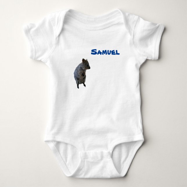 Body Para Bebé Nombre de Samuel con Aussie Quokka, traje de bebé (Anverso)