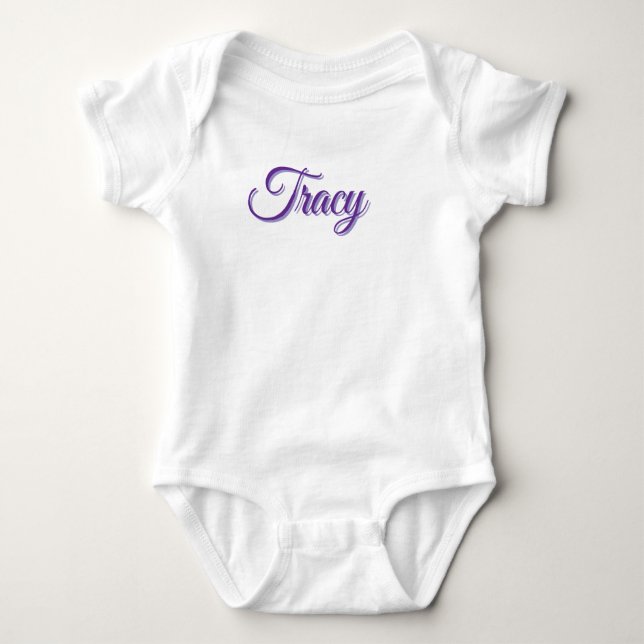 Body Para Bebé Nombre de Tracy en morado, (Anverso)
