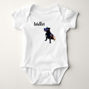 Body Para Bebé Nombre de Walker con Staffordshire Bull Terrier,