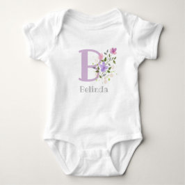 Body Para Bebé Nombre del bebé e inicial con flores