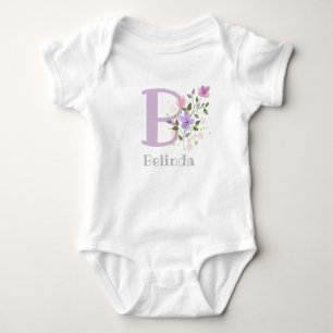Body Para Bebé Nombre del bebé e inicial con flores