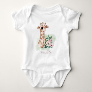 Body Para Bebé *~* Nombre del bebé Giraffe Chica caprichoso Jungl