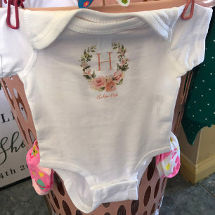 Body Para Bebé Nombre del bebé personalizado de la guirnalda de c