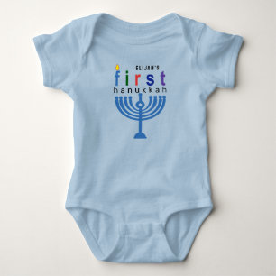 Body Para Bebé Nombre del bebé Primer Hanukkah Menorah Festival L