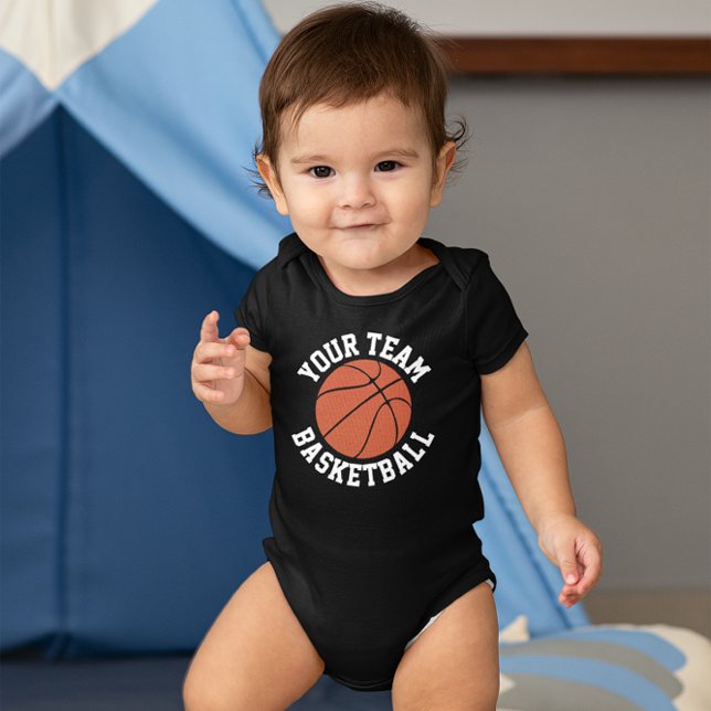 Body Para Bebé Nombre del equipo de Bebé de Baloncesto, nombre de (basketball baby onesie bodysuit with custom basketball team name)