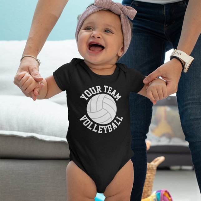 Body Para Bebé Nombre del equipo de béisbol infantil, nombre del  (Volleyball baby onesie bodysuit with custom team name, player name and jersey number)