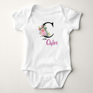 Body Para Bebé Nombre del niño Ensamblado Letra C Romper Floral