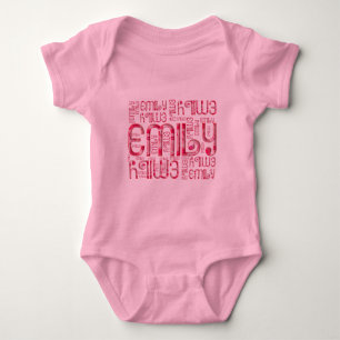 Body Para Bebé Nombre Emily Cute Typography Love Hearts