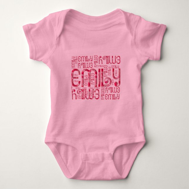 Body Para Bebé Nombre Emily Cute Typography Love Hearts (Anverso)