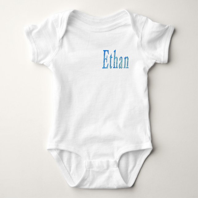 Body Para Bebé Nombre Ethan Estrellado Azul, (Anverso)
