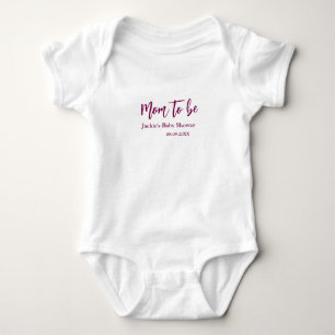 Body Para Bebé nombre fecha de baby shower futura mamá rosa simpl