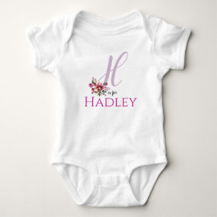 Body Para Bebé Nombre Hadley Revelar Letra floral H Chica Whimsic