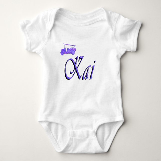 Body Para Bebé Nombre Kai con camión de bomberos (Anverso)