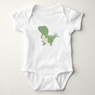 Body Para Bebé Nombre Leo Revelar Dinosaurio Cute Niño Verde