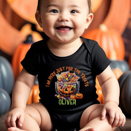 Body Para Bebé Nombre Naranja Cute Tratamientos de Halloween de C