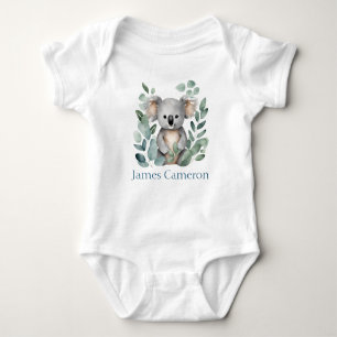Body Para Bebé Nombre personalizado acuarela Koala Bear