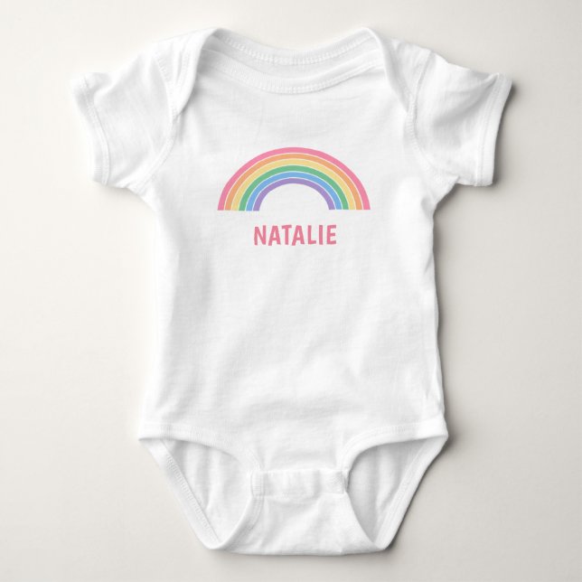 Body Para Bebé Nombre Personalizado Arcoíris Lindo (Anverso)