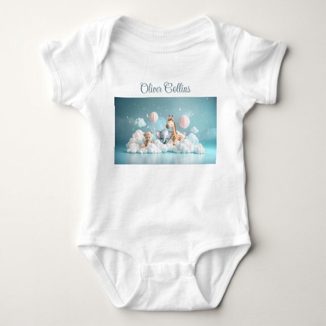 Body Para Bebé Nombre personalizado Baby Zebra con todos sus amig (Anverso)