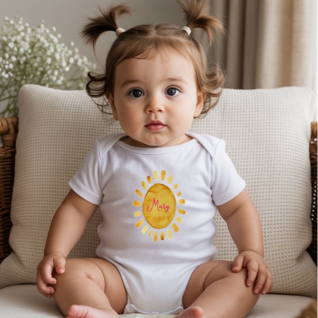 Body Para Bebé Nombre personalizado Boho Amarillo Sol (Subido por el creador)